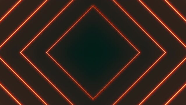 Vibrant black and orange neon lines form a striking diamond pattern against a dark backdrop in this captivating image