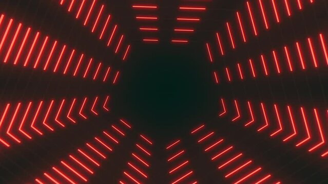 A dynamic neon tunnel with diagonal red lights that exude a futuristic ambiance. Perfect as a backdrop for sci-fi settings or high-tech visual presentations