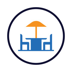 Naklejka premium Chair, table, umbrella, cafe, cafe terrace icon