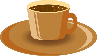 Black coffee in  cup , illustration, on transparent, png. top view. Coffee Logo For Coffee Shop Business