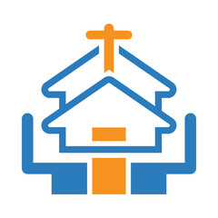 Church, building, cross, cross sign, church building icon