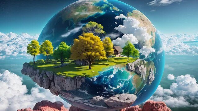 Earth Surrounded by Clouds Generative AI
