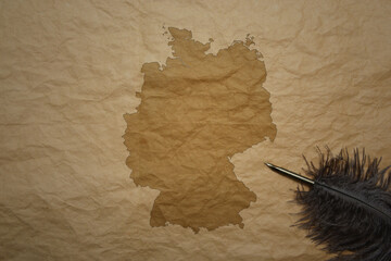 map of germany on a old paper background with old pen