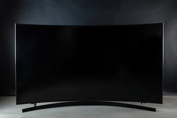 isolated flat or curved television tv set screen on black, illustration - obrazy, fototapety, plakaty