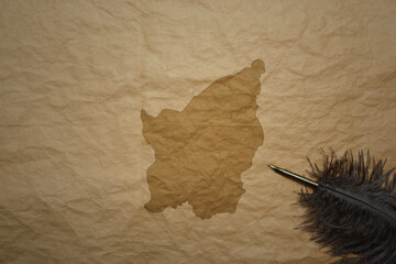 map of san marino on a old paper background with old pen