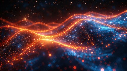 Abstract digital background. Can be used for technological processes, neural networks and AI, digital storages, sound and graphic forms, science, education, etc