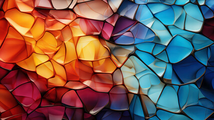 Digital artwork resembling a bright mosaic of stained glass - obrazy, fototapety, plakaty