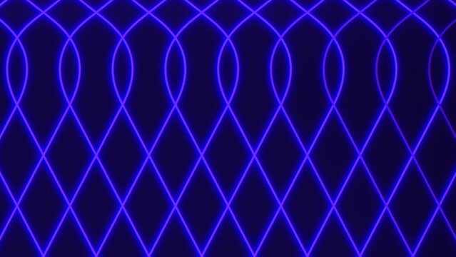 An abstract image featuring glowing, wavy, blue lines on a black background in a zigzag pattern. The lines emit a vibrant blue light