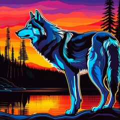 Wolf in Sunset