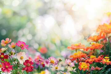 Background of Garden Flowers With Copy Space