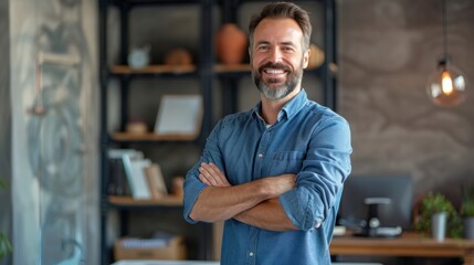 Obraz premium middle aged man looking at camera smiling in an office