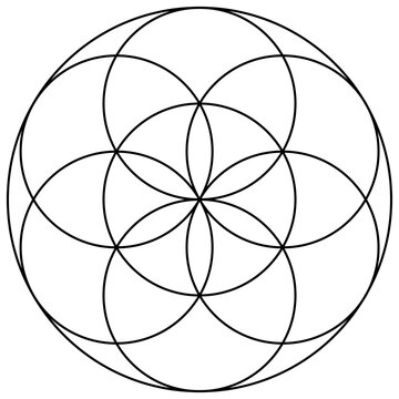 Seed of Life Illustration, Mandala Pattern, Sacred Geometry Clipart