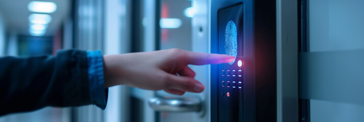 Staff push down electronic control machine with finger scan to access the door of control room or data center.