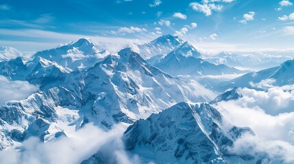 Fototapeta na wymiar microstock photography drone shot of snow capped mountains