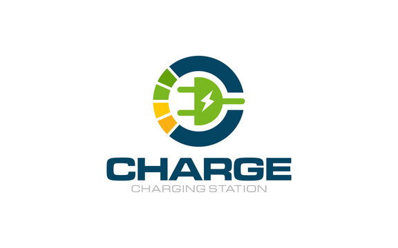 Illustration vector graphic of modern electric charging, EV car, charging point, electric vehicle supply concept logo design