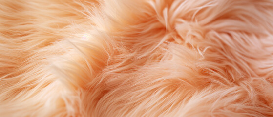 Soft trendy peach fur texture background. Color of the year 2024 Peach Fuzz. Generative AI.