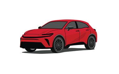 red car isolated on white flat illustration