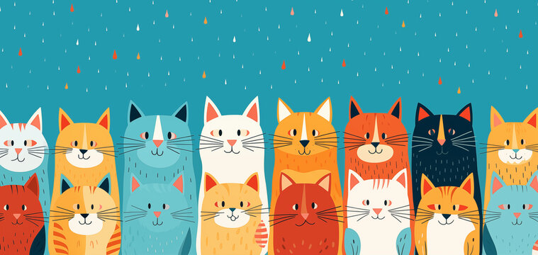 Koty, ilustracja w stylu wektorowym