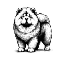 chow chow dog hand drawn vector illustration - obrazy, fototapety, plakaty