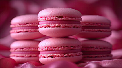 Obraz premium Stack of pink macaroons arranged on a tabletop