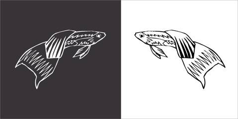 Fototapeta premium Illustration vector graphics of fish icon