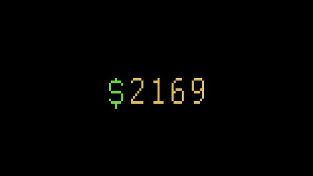 Money Number Counter Animation 7000 with Alpha Channel