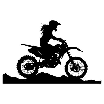 mountain motor biker girl silhouettes. vector illustrator.
