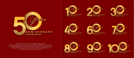 anniversary logotype vector design with gold color can be use for special moment celebration