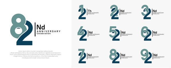 anniversary vector design set with blue color can be use for special moment