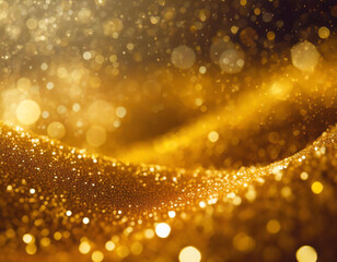 Abstract Background Gold Particle Light Bokeh. Holiday Concept
