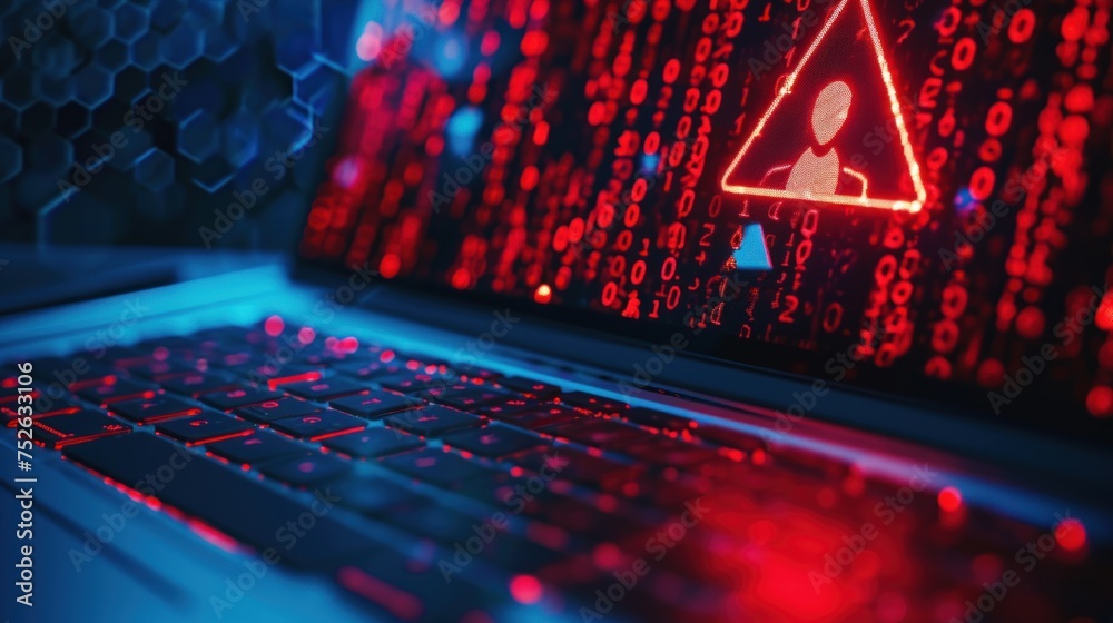 Poster monitor hacker using laptop to dark web.digital security concept