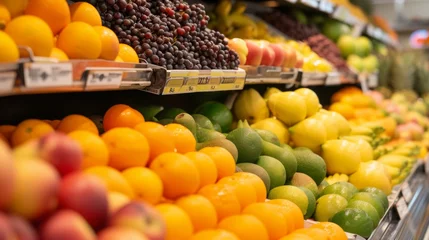 Keuken spatwand met foto Food stands full of fresh vegetables and fruit in a grocery store. © rabbit75_fot