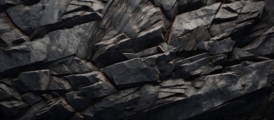 This image showcases an intricate arrangement of rocks with a captivating dark texture, captured in high definition. The rugged surfaces and contrasting tones of the rocks create a striking visual