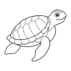 Sea Turtle illustration coloring page for kids