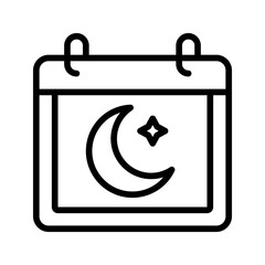 Calendar ramadan icon in line, solid style on white background
