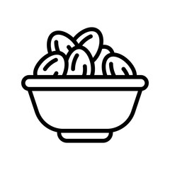 Date palm icon in line, solid style on white background