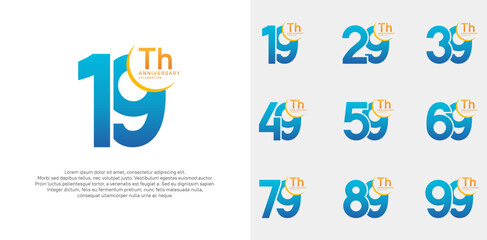 anniversary vector set with blue color can be use for special day celebration