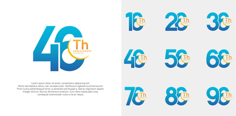 anniversary vector set with blue color can be use for special day celebration