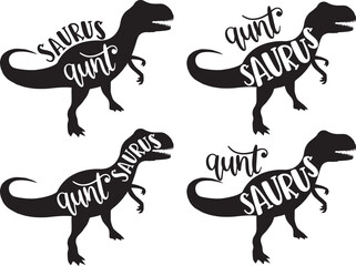 4 styles aunt saurus, family saurus, matching family, dinosaur, saurus, dinosaur family, tRex, dino, t-rex dinosaur vector illustration file © Artstoredigital