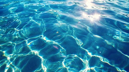 Fototapeta na wymiar Crystal clear ocean lagoon bay turquoise blue azure water surface generative ai