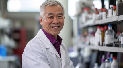 Fototapeta premium Portrait of a senior research scientist in a biochemistry lab