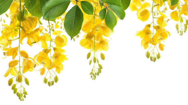 The cassia fistula flower or National of Myanmar flower, Illustration.