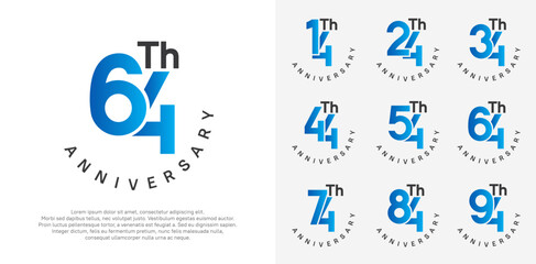 anniversary set vector design with blue and black color for celebration moment
