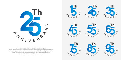 anniversary set vector design with blue and black color for celebration moment