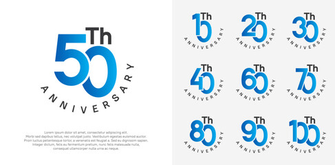anniversary set vector design with blue and black color for celebration moment
