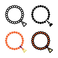 Tasbih icon set style collection in line, solid, flat, flat line style on white background