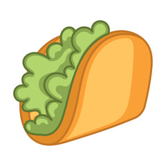 Taco Mexican fast food icon sketch Vector illustration
