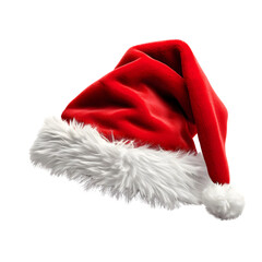 red Santa hat isolated on transparent background generative ai