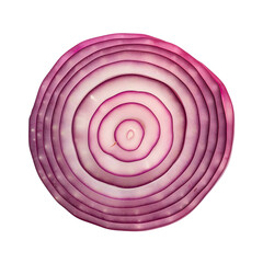 Sliced Red Onion isolated on transparent background generative ai