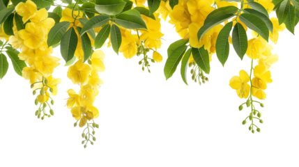The cassia fistula flower or National of Myanmar flower, Illustration.